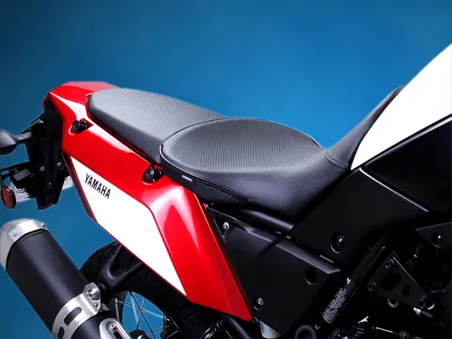 World Sport Performance Seat for the 2020EU/2021+ Yamaha Tenere 700, CFX/Black welt. Front Seat with Matching DIY Rear Seat Cover (rear seat not included).