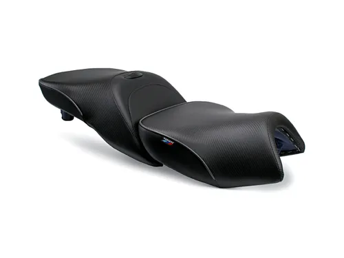 World Sport Performance Seat BMW K1600GT 2011+, K1600 GTL 2011-21, Non-Standard Upholstery, Regular height front seat with rear seat and BMW-compatible integrated heat.